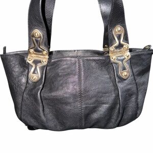 MICHAELKors Black leather Shoulder Bag with Gold Accents hinges vintage